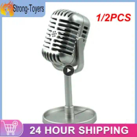 1/2PCS Simulation Classic Retro Dynamic Vocal Microphone Vintage Style Mic Universal Stand For Live Performanc Karaoke Studio