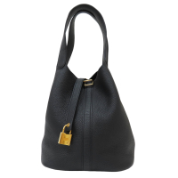 【二手名牌BRAND OFF】HERMES 愛馬仕 Noir 黑色 Taurillon 皮革 Picotin Lock 26 手提包 C刻 無鎖