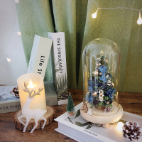 【KIRA與花花藝】聖誕獻禮．永生花聖誕樹LED玻璃罩大款-星空黑(夜燈/聖誕禮物/聖誕節/交換禮物/聖誕樹)