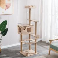 Luxury Wooden Cat Climbing Frame Cat Toys Home Cat Scratching Board Cat Litter Cat Tree House All-in-one Cat Jumping Platform
