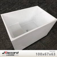 【JTAccord 台灣吉田】06230A 可坐式方形壓克力獨立浴缸(100x67x63cm)