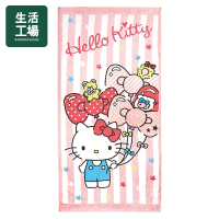 【生活工場】HelloKitty蝴蝶結氣球浴巾(140x70cm)