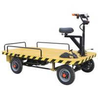 Hand Push Electric Four-Wheel Platform Trolley Inverted Riding Electric Car Warehouse Shopping Mall Transport Vehicle