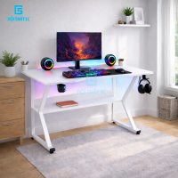 Bàn gaming, bàn máy tính Nội Thất 5C-Model 1 Magnus chân chữ C chân sắt 20x40mm có 2 lỗ đi dây điện 