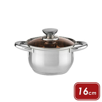 《MUHLER》附蓋不鏽鋼雙耳湯鍋(棕16cm) | 醬汁鍋 煮醬鍋 牛奶鍋