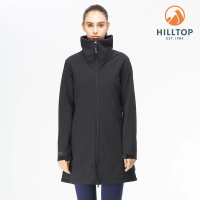 【Hilltop 山頂鳥】女款WINDSTOPPER防風透氣刷毛長版外套H21F19黑