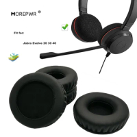 Morepwr New Upgrade Replacement Ear Pads for Jabra Evolve 20 30 40 Headset Parts Leather Cushion Earmuff Sleeve