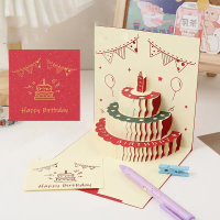 Thẻ bánh sinh nhật 3D Thẻ sinh nhật âm nhạc nhẹ Pop Up Cake Thẻ sinh nhật DIY kỹ thuật số sáng tạo