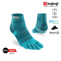 【injinji】女 Trail野跑避震吸排五趾短襪[藍綠色]WAA3853| 厚底防震 跑襪 吸濕排汗 五趾襪