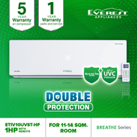 EVEREST 1.0HP Inverter Split Type Aircon/Fast Cooling/ FIlter/ Self Clean/ Remote Control/ 11-14 sqm