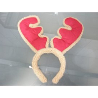 聖誕鹿角 聖誕鹿角髮夾(紅色.棉布包仿羊毛邊)/一個入(促80) 聖誕飾品髮箍 麋鹿角 聖誕頭圈~5211.5844