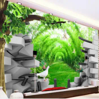 3d customized wallpaper mural 3d wallpaper Bamboo forest tunnel wall living 3d wallpaper photo wallpaper for walls