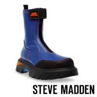 【STEVE MADDEN】CAPTIVATOR 拼接拉鍊厚底靴(藍色)