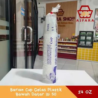 Barian Cup Gelas Plastik Bawah Datar Isi 50 Ukuran 14 Oz/16Oz 14 Oz