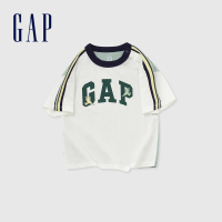 【GAP】男幼童裝 Logo純棉印花圓領短袖T恤-白色(890232)