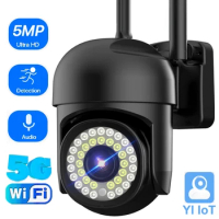 YI IoT 5MP WiFi IP Camera 2.4Ghz 5Ghz CCTV Outdoor Security PTZ Camera Mini Speed Dome Ai Tracking Color Night Vision Home Safe