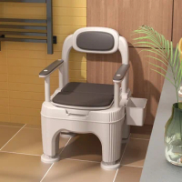 Adjustable Toilet Chair-Anti-Slip Senior-Considerate Movable Settee Armrest Enhancements Augmented Comfort Commode