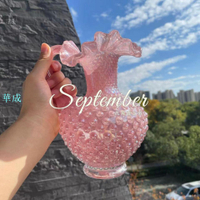 【新品上新】【F&amp;F】中古珠光粉色單耳波浪口芬頓玻璃花瓶擺件高檔高顏值