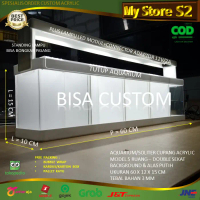 AQUARIUM AKRILIK 5 RUANG 60X10X15 CM - PLUS TUTUP DAN LAMPU LED 3MM