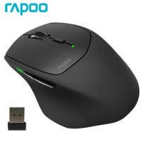 Rapoo MT550 Multi-Mode Wireless Mouse Ergonomic Buetooth Mouse 1600 DPI Optical Mice for Computer PC Laptop Support 4 Devices