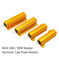 50W 100W Aluminum Power Metal Shell Case Wirewound Resistor 0.01R ~ 100K 1 6 8 10 20 200 500 1K 10K ohm resistance RX24 ibuw
