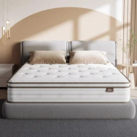 Queen Size Bed Mattress, Cool Eggshell Memory Foam and 7 Zone Pocket Innerspring Hybrid Mattress in A Box
