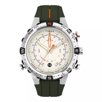 Timex Jam Tangan Pria Timex Expedition TW2V22200 North Tide Temp Compass Cream Dial Green Silicone S