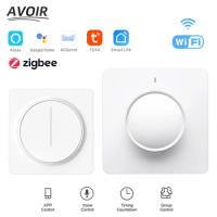 Avoir Zigbee Wall Dimmer Switch Wifi Smart Light Switch 86 Type Smart Life/Tuya App Wireless Bluetooth Control Switch With Timer