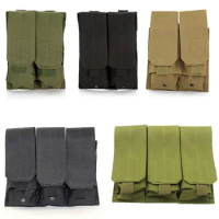 Tactical Molle Double Triple Magazine Pouch for 5.56mm M6 AK47 Airsoft Gun Rifle Mag Pouch Case Hunting Accessories