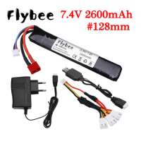 7.4v 2600mAh Lipo Battery for Water Gun 7.4V Battery with Charger for Airsoft BB Air Pistol Electric Toys Guns #128mm