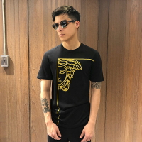 美國百分百【全新真品】Versace 凡賽斯 圓領短袖 T恤 logo 蛇髮女妖 美杜莎 T-shirt 黑色 XS號 Ai57