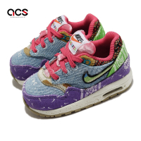 Nike 休閒鞋 Air Max 1 SP TD 幼童 紫 藍 Concepts 麂皮 燈芯絨 變形蟲 DR2363-100