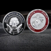 US Marine Corps Commemorative Coins, Silver Plated, Colorful Skull Series, Air Force