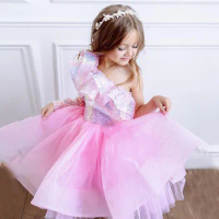 Puffy Tulle Girls Dresses Fluffy Skirt Wedding Party Gowns for Princess Girl Pageant Birthday Dress Photoshoot Kid Size 1-14Y