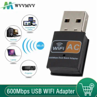 600Mbps 2.4GHz+5GHz Dual Band USB Wifi Adapter Wireless Network Card Wireless USB Wi Fi Adapter Wi-Fi Dongle PC Network Card