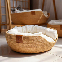 寵物窩 貓窩藤編四季通用環繞抱枕式網紅狗窩可拆洗夏季貓咪編織窩墊沙發