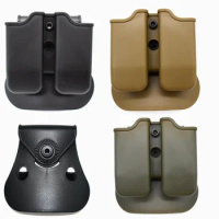 Tactical Pistol Double Magazine Pouch 9mm Mag Holder Carrier for Glock 17 19,Beretta M9 92,9mm .40 Cal airsoft hunting accessory