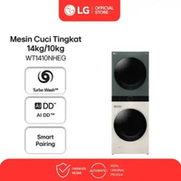 LG WashTower Mesin Cuci Tingkat 14kg/10kg Inverter Direct Drive - Pengering Heatpump - TurboWash - W