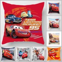 Anime Red McQueen Cars Square Cushion Cover Plush Pillowcase Pillow Case Shams Sofa Car Home Decor 45x45cm Kids Birthday Gift