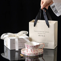 2025 Retro Light Luxury Coffee Cup and Saucer Set Exquisite Afternoon Tea Coffee Cup Mug High-Value 