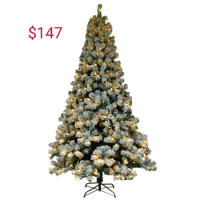 6ft Artificial Flocking Christmas Tree WithLight 2022 New Year Home Decoration Mall Indoor Outdoor Scenes Ornaments