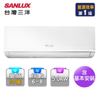【台灣三洋SANLUX】6-8坪一級變頻冷暖分離式冷氣SAE-V50HJ+SAC-V50HJ