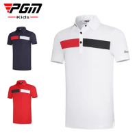 PGM Boys Girls Golf Short Sleeve T-Shirt Summer Moisture Absorbing and Breathable Youth Top Golf Wear for Kid YF595/KUZ159