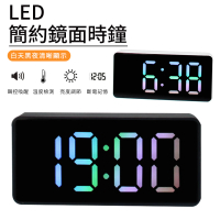 【Nil】簡約LED數字時鐘 七彩夜光鬧鐘(電子鐘/床頭鐘/數字鐘 USB供電)
