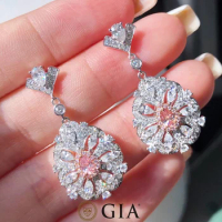 GIA 0.14ct Purplish Pink and 0.13ct Fanty Intense Pink Diamonds Female Studs Earrings for Women Fine Earrings