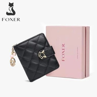 Dompet Lipat Wanita Dompet Sleting Dompet Koin Dompet Kartu Koin Wanita Kulit Hitam-1（Kulit sapi）