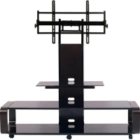 TV Stand with Mount &amp; Wheel for 35-85 Inch TV, Espresso/Black, monitor arm desk mount