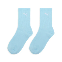 【PUMA】襪子 NOS 水藍 白 中筒襪 長襪 單雙入 跳豹(BB1345-11)