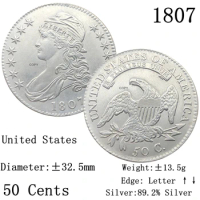 United States Of America 1807 Liberty 50 Cents Half Dollar USA 89.2% Silver Copy Coins Collection Commemorative Coin