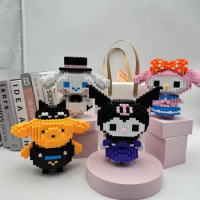 Hello Kitty Sanrio Building Block Anime Figure Cinnamoroll Kuromi Pochacco Assembled Decorative Model Children's Puzzle Gifts